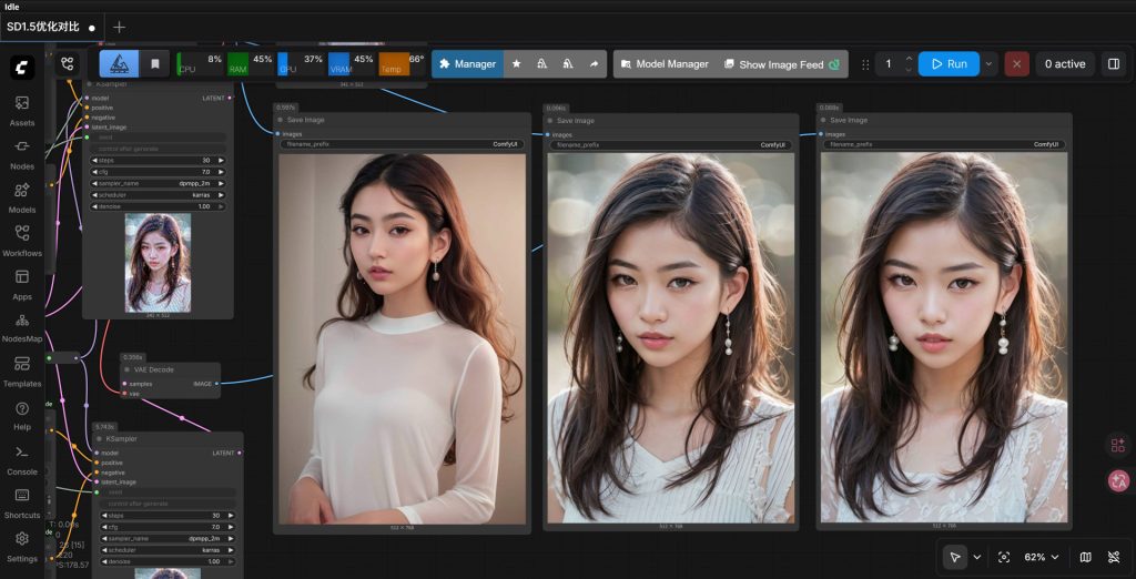 SD1.5优化对比comfyui工作流-羽飞阁